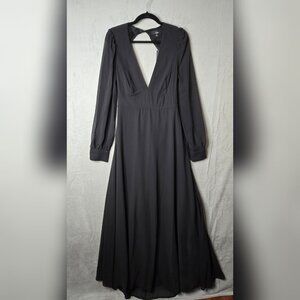 Lulus Dress NWT Style 68607 X-LARGE XL Black Plunge V Neck Open Back Bow
